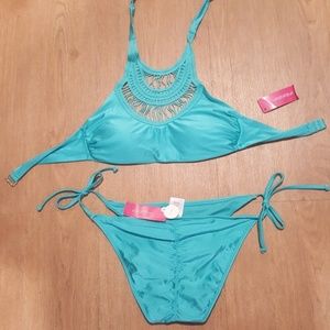Xhilaration Aqua Halter Style Bikini